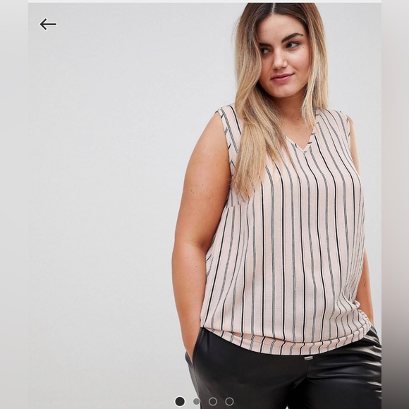 NEW LOOK from ASOS CURVE Light pink sleeveless blouse size US 18 striped - Picture 1 of 7